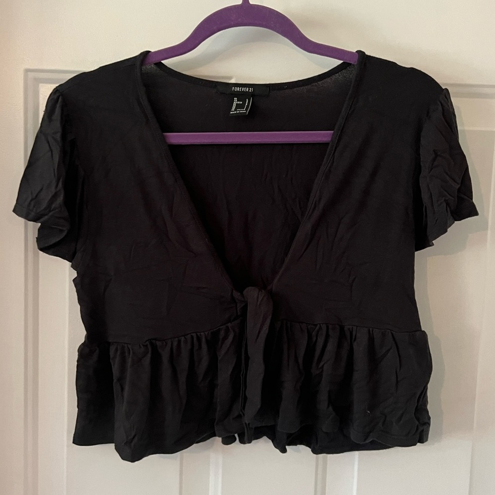 Dark Grey Front Tie Top